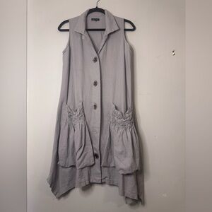 For Cynthia Gray Sleeveless linen mini dress